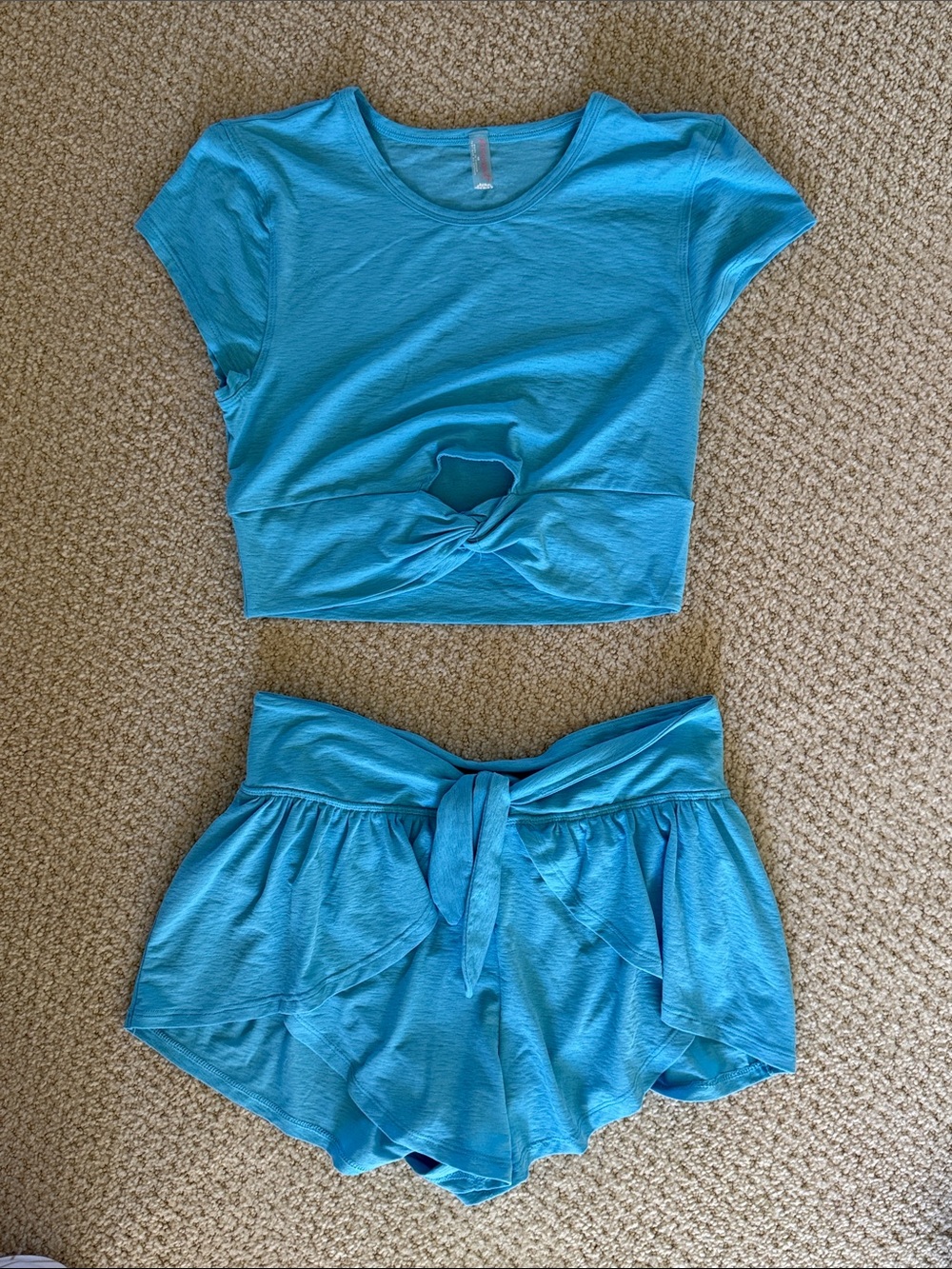 FP Movement by Free People Turquoise Tie-Waist Athletic Shorts